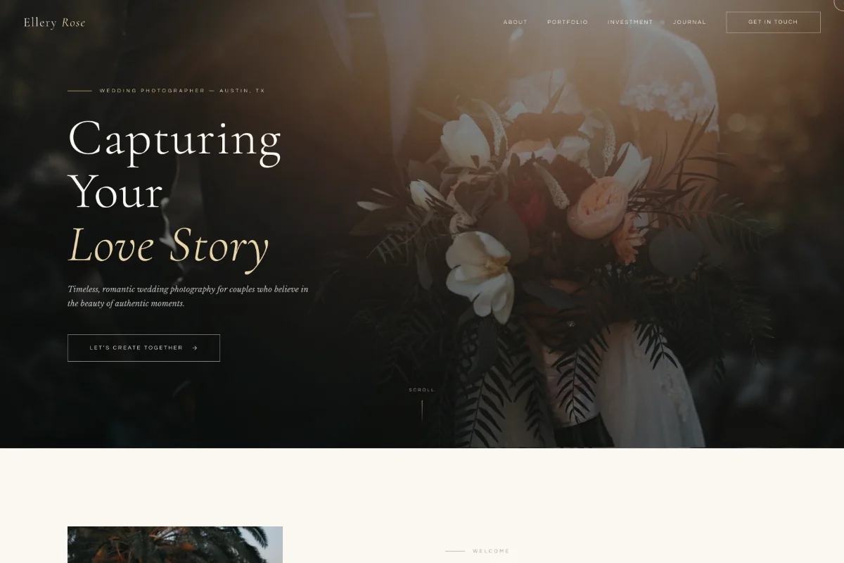 Ellery Rose photography website preview