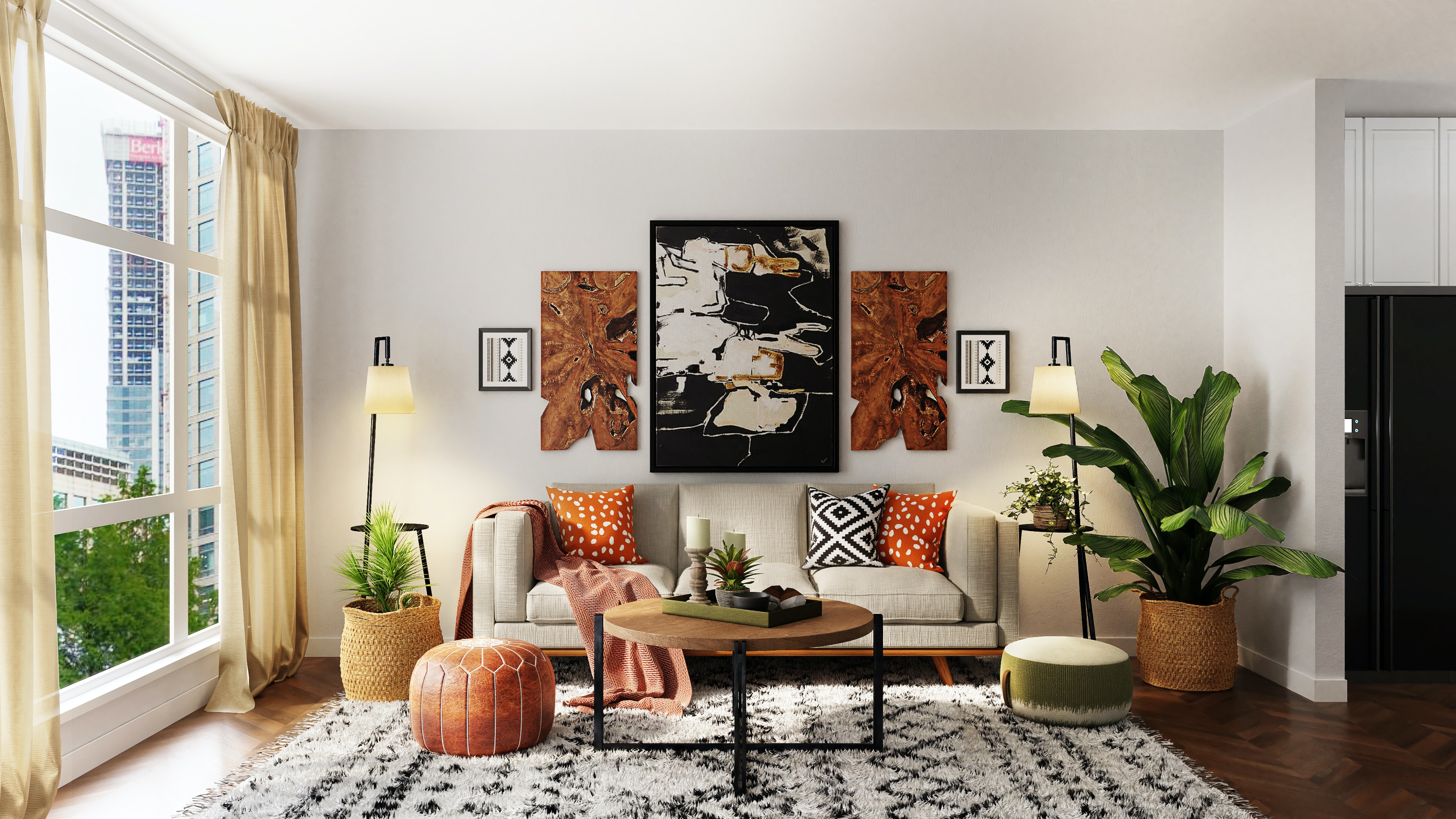 Bright apartment living room at Veranda